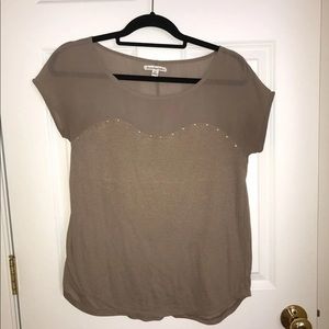 American Eagle Taupe Sheer Top